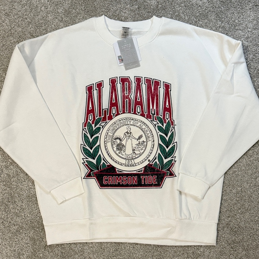 Alabama Crimson Tide White Crewneck Sweater